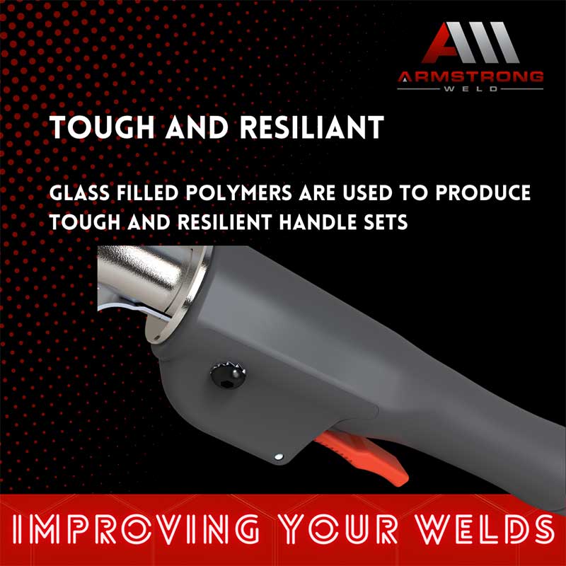 MIG Torches Tregaskiss: tough and resilient. Glass filled polymers are used to produce tough and resilient handle sets