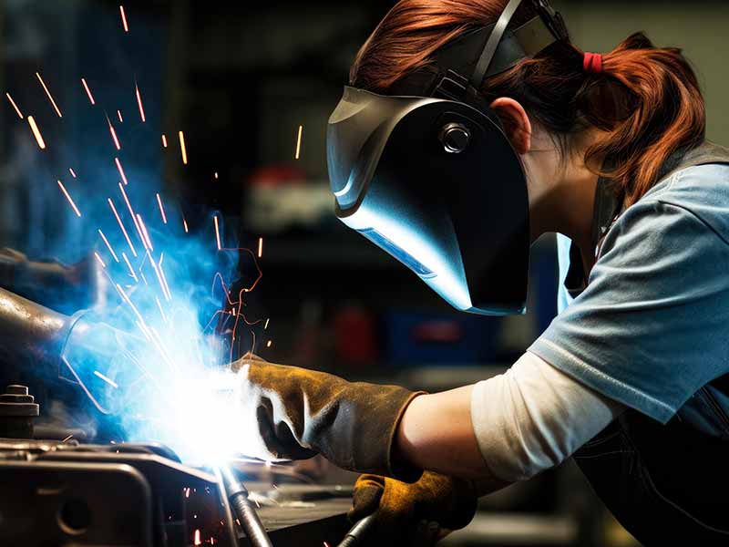 Worker doing some welding work